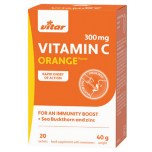 VITAR Vitamín C 300 mg + rakytník + zinok s príchuťou pomaranča 20 sáčkov vyobraziť