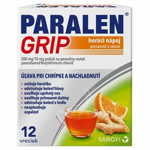 PARALEN GRIP horúci nápoj pomaranč a zázvor prášok na perorálny roztok 500 mg/10 mg 12 vrecúšok vyobraziť