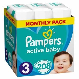 PAMPERS Active Baby-Dry mesačné balenie 3 MIDI 6-10 kg 208 kusov vyobraziť