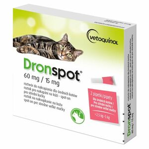 DRONSPOT 60 mg/15 mg spot-on pre stredné mačky 2x0, 75 ml vyobraziť