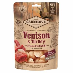 CARNILOVE Raw Freeze-Dried Snacks Venison & Turkey maškrty pre psov 60 g vyobraziť