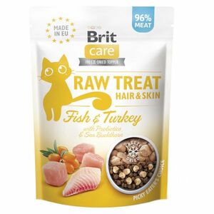 BRIT Raw Treat Cat Hair & Skin Fish & Turkey maškrty pre mačky 40 g vyobraziť