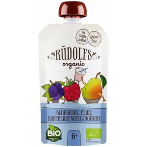 Rudolfs BIO Ovocný bezlepkový príkrm Čučoriedka, hruška, malina s jogurtom 110 g vyobraziť