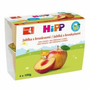 HiPP Príkrm BIO 100% Ovocie Jablká s broskyňami 4 x 100 g vyobraziť