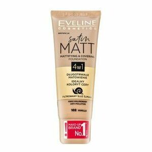 Eveline Satin Matt Mattifying & Covering Foundation 4in1 tekutý make-up so zmatňujúcim účinkom 102 Vanilla 30 ml vyobraziť