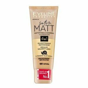 Eveline Satin Matt Mattifying & Covering Foundation 4in1 tekutý make-up so zmatňujúcim účinkom 103 Natural 30 ml vyobraziť