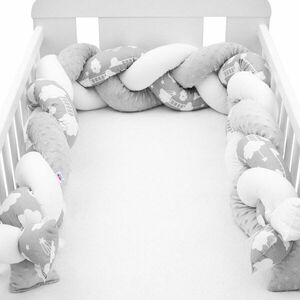 New Baby Ochranný mantinel do postieľky vrkoč - Minka a Obláčik sivý 1 ks vyobraziť