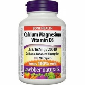 Webber Naturals Calcium + Magnesium + D3 200 kapsúl vyobraziť