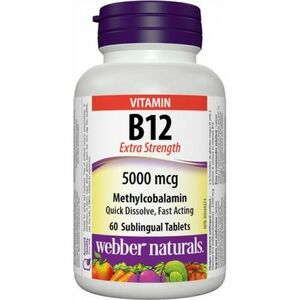 Webber Naturals Vitamín B12 5000 mcg pod jazyk Methylcobal. 60 tabliet vyobraziť