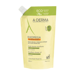 A-DERMA Exomega Control Zvláčňujúci sprchový olej - Recyklovateľná ECO náhradná náplň 500 ml vyobraziť