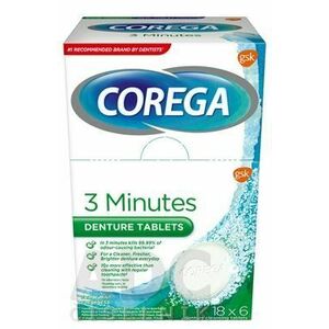 Corega Tabs 3 Minutes Daily cleanser čistiace tablety na zubné náhrady 18 x 6 ks vyobraziť