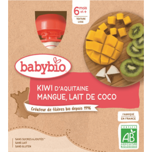 Babybio doypack kiwi, mango, kokosové mlieko 4 x 90 g vyobraziť