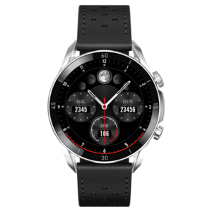 GARETT Smartwatch V10 Silver-black leather Inteligentné hodinky vyobraziť