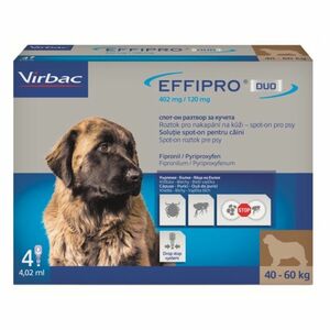 EFFIPRO DUO 402/120 mg spot-on pre psov XL (40-60 kg) 4, 02 ml 4 pipety vyobraziť