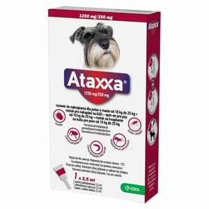 ATAXXA 1250 mg/250 mg roztok na kvapkanie na kožu pre psov od 10 kg do 25 kg 1 pipeta vyobraziť