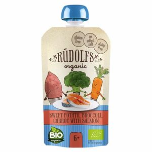 RUDOLFS Bio vrecko, Batáty, brokolica, mrkva s lososom 6m+ 110 g vyobraziť
