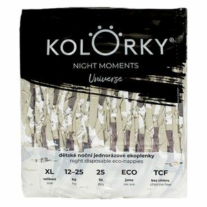 KOLORKY NIGHT MOMENTS Nočné jednorazové EKO plienky vesmír XL (12-25 kg) 25 kusov vyobraziť