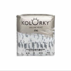 KOLORKY DELUXE VELVET Jednorazové EKO plienky bodky L (8-13 kg) 19 kusov vyobraziť