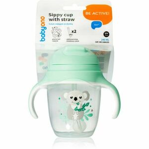 BabyOno Be Active Sippy Cup with Weighted Straw tréningový hrnček s rúrkou 6 m+ Koala 240 ml vyobraziť