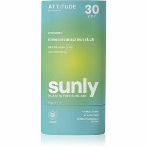 Attitude Sunly Sunscreen Stick minerálny krém na opaľovanie v tyčinke SPF 30 Unscented 60 g vyobraziť