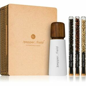 .pepper..field Sada skúmaviek s Kampotským čiernym korením so skandinávským mlynčekom darčeková sada v krabičke II. White 3x10 g vyobraziť