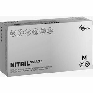 Espeon Nitril Sparkle Pearlescent Silver nitrilové nepudrované rukavice veľkosť M 2x50 ks vyobraziť