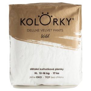 KOLORKY DELUXE VELVET PANTS Jednorazové nohavičkové EKO plienky wild XL (12-16 kg) 17 kusov vyobraziť