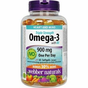 WEBBER NATURALS Omega-3 3jitá sila 900 mg + vit. D3 Bonus IVO cert. 50 +15gel 65 ks vyobraziť