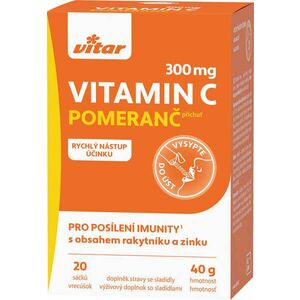 VITAR vitamín C 300 mg + rakytník + zinok, sypká zmes s príchuťou pomaranč 20 vrecúšok vyobraziť