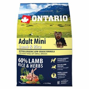 ONTARIO Adult Mini Lamb & Rice granule pre psov 1 ks, Hmotnosť balenia (g): 2, 25 kg vyobraziť