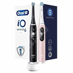 ORAL-B iO6 Series Duo Pack Black / Pink Sand Extra Handle elektrická zubná kefka vyobraziť