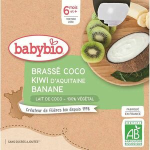 BABYBIO Desiata s kokosovým mliekom - Kiwi a banán 4 x 85 g vyobraziť