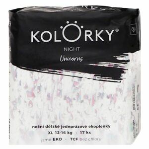 KOLORKY Night jednorožce XL 12-16 kg nočné jednorazové eko plienky 17 ks vyobraziť