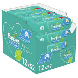 PAMPERS Wipes Fresh clean Vlhčené utierky BOX 12 x 52 ks vyobraziť