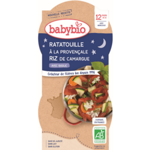 BABYBIO Good Night menu ratatouille po prevensálsku s rýžou 2 x 200 g vyobraziť