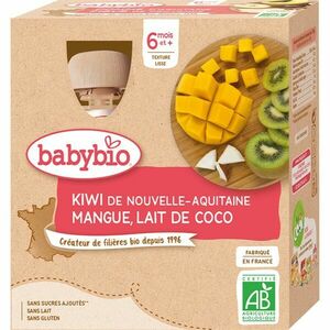 Babybio BIO kivi, mango, kokos ovocný príkrm 4x90 g vyobraziť