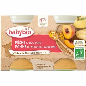 Babybio BIO jablko, broskyňa ovocný príkrm 2x30 g vyobraziť