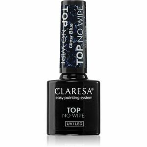 Claresa UV/LED Top Glitter No Wipe gélový vrchný lak na nechty trblietavý odtieň Glitter Blue 5 g vyobraziť