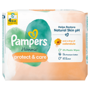 PAMPERS Harmonie Protect & Care, Detské čistiace obrúsky 4 x 44 ks vyobraziť