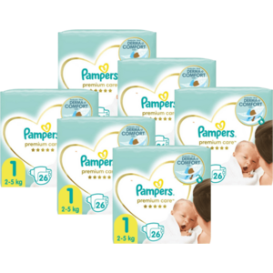 PAMPERS Premium Care S1, 2 - 5 kg, 6 x 26 ks vyobraziť