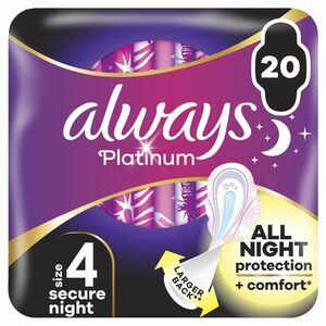 ALWAYS Platinum secure Night hygienické vložky s krídelkami 20 ks vyobraziť