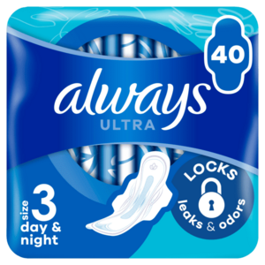 ALWAYS Ultra Day & Night hygienické vložky (veľ. 3) s krídelkami 40 ks vyobraziť