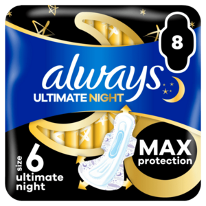 ALWAYS Ultimate Night hygienické vložky (Veľ. 6) s krídelkami 8 ks vyobraziť