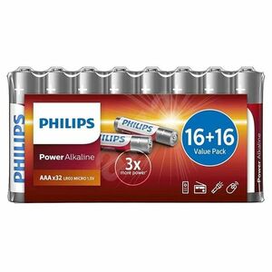 PHILIPS LR03P32FV/10 Power Alkaline mikrotužkové batérie 32 kusov vyobraziť