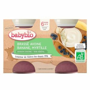 BABYBIO Brassé z ovseného mlieka + banánu + čučoriedky 2 x 130 g vyobraziť