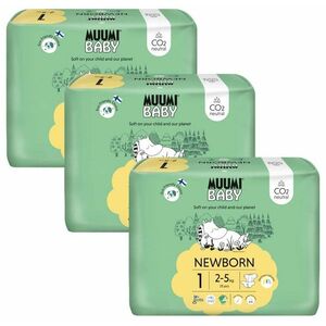 MUUMI BABY 1 Newborn 2-5 kg, mesačné balenie eko plienok, 75 ks vyobraziť