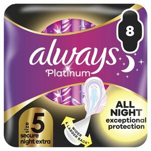 ALWAYS Platinum secure Night extra hygienické vložky s krídelkami 8 ks vyobraziť