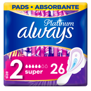 ALWAYS Platinum Super (veľkosť 2) hygienické vložky s krídelkami 26 ks vyobraziť