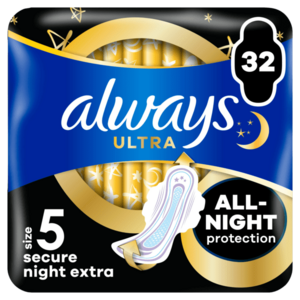 ALWAYS Ultra Secure Night Extra hygienické vložky (veľ. 5) s krídelkami 32 ks vyobraziť