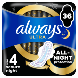 ALWAYS Ultra Secure Night hygienické vložky (veľ. 4) s krídelkami 36 ks vyobraziť